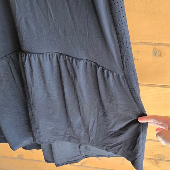 Sweaty Betty Ace Dress Racerback Tank Midi Black High Low Flowy Mesh Large Goth - Picture 5 of 5